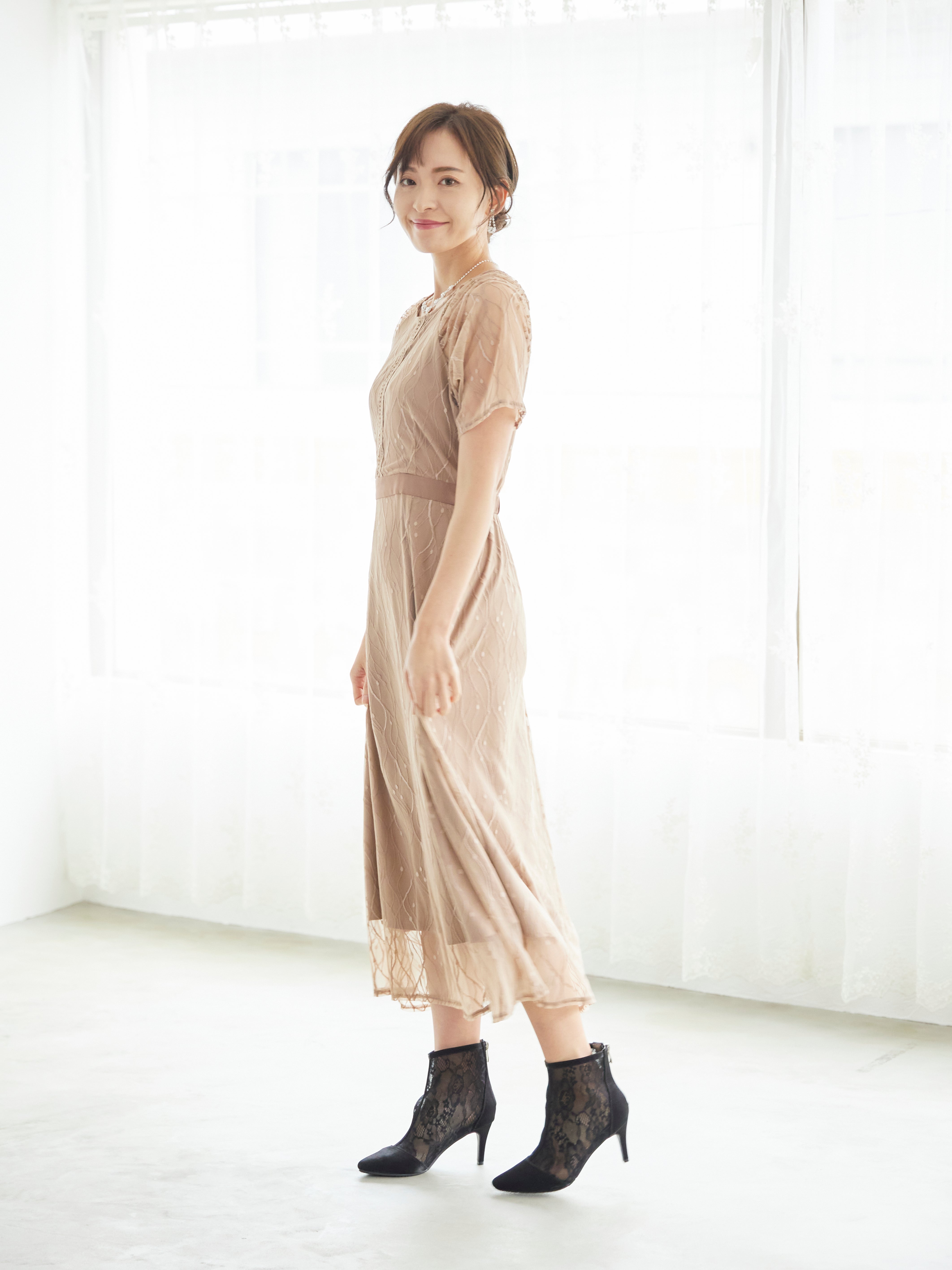 [レンタル] BELINDA DE CAPRIS ラグランスリーブレース ワンピースドレス ベージュの宅配レンタル - 3