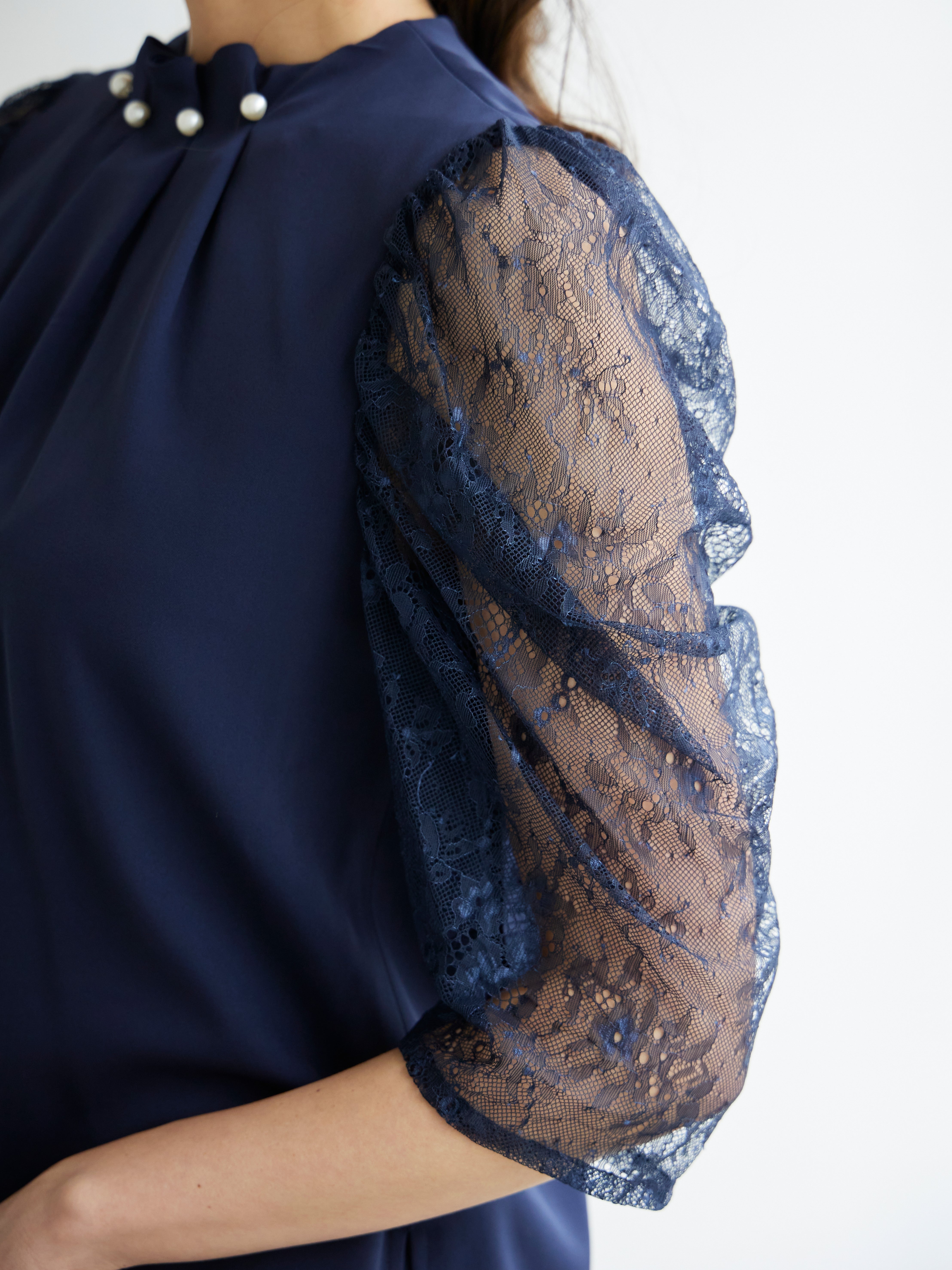 [レンタル] BELINDA DE CAPRIS パールボタン付き セットアップ パンツドレス ネイビーの宅配レンタル - 11