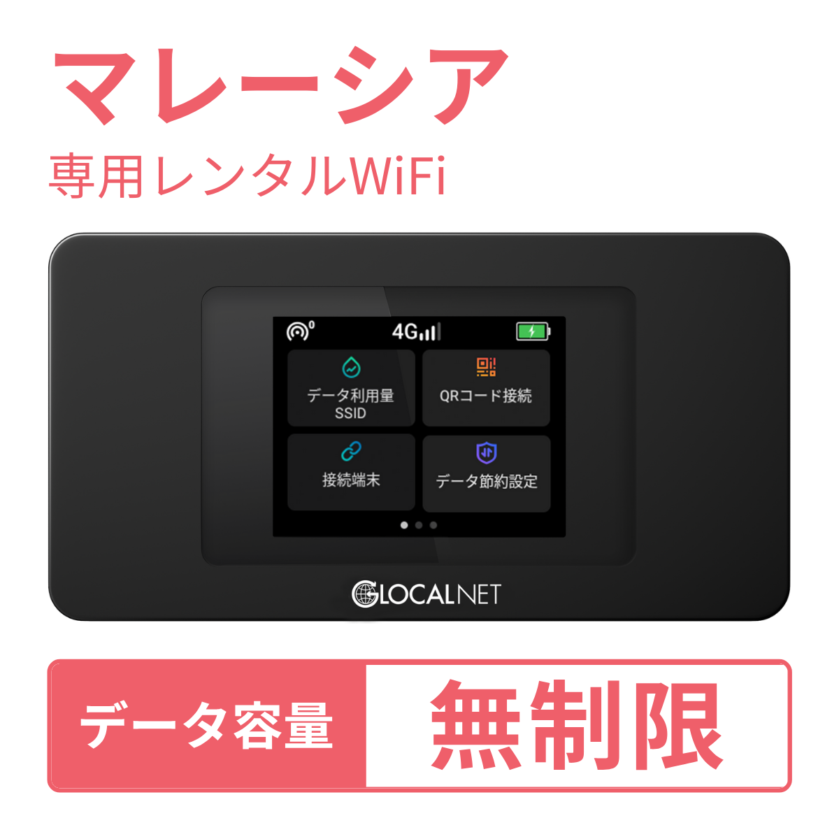 レンティオWiFi マレーシアWiFi 4G 無制限/日 データ容量プラン
