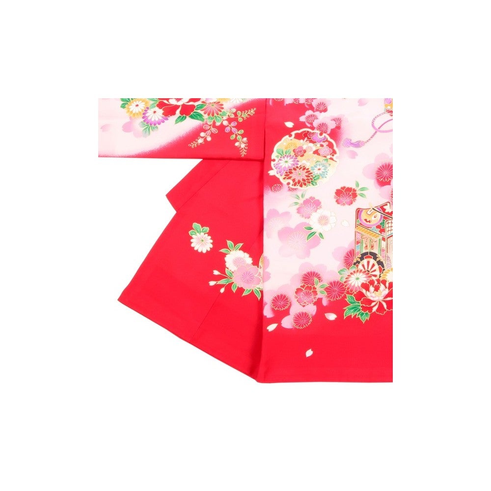 [レンタル] 女の子 お宮参り 産着レンタル6点フルセット 正絹 御所車 鞠の宅配レンタル - 2