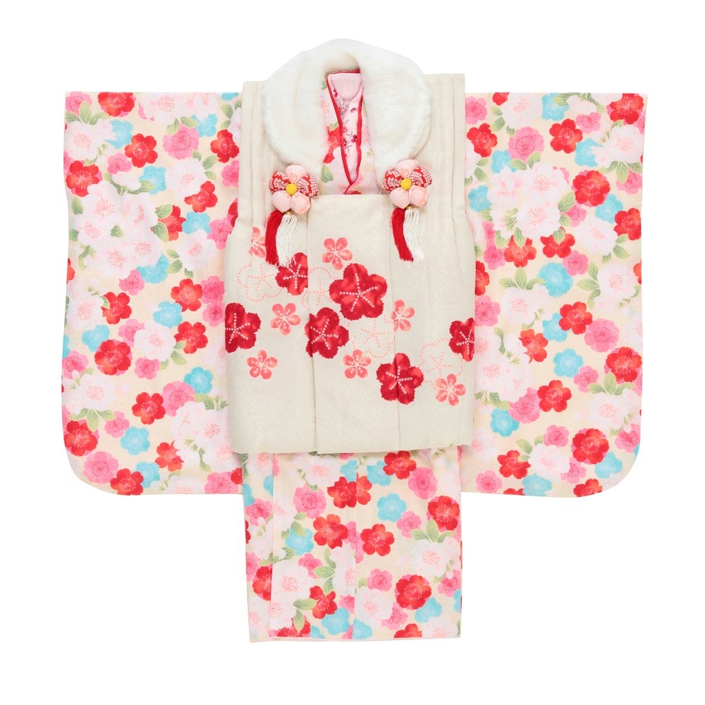 [レンタル] 七五三/節句 被布セット 3歳女の子 被布セット 彩り豊か 花々の宅配レンタル - 5