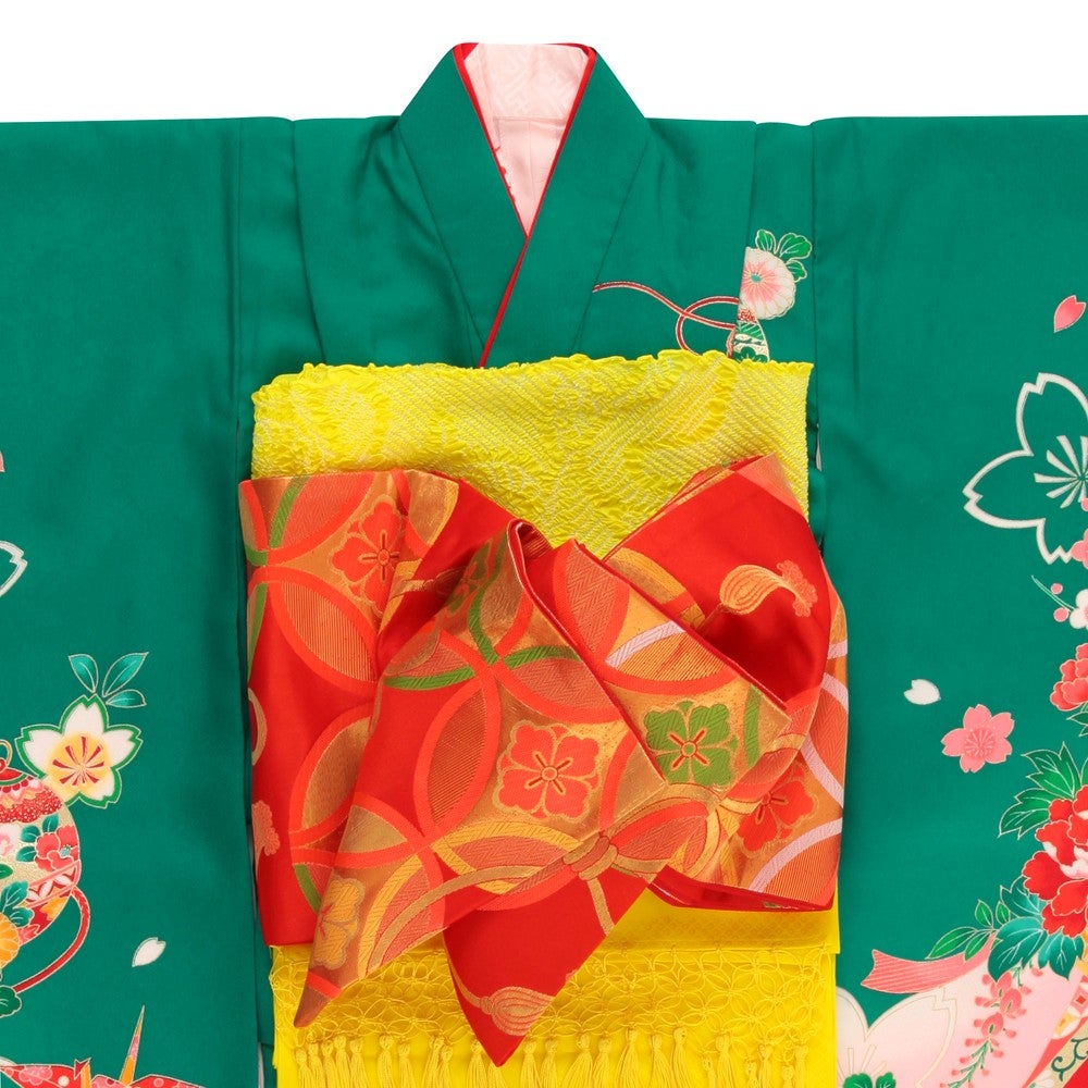 七五三/節句 着物セット 7歳女の子 可憐 牡丹