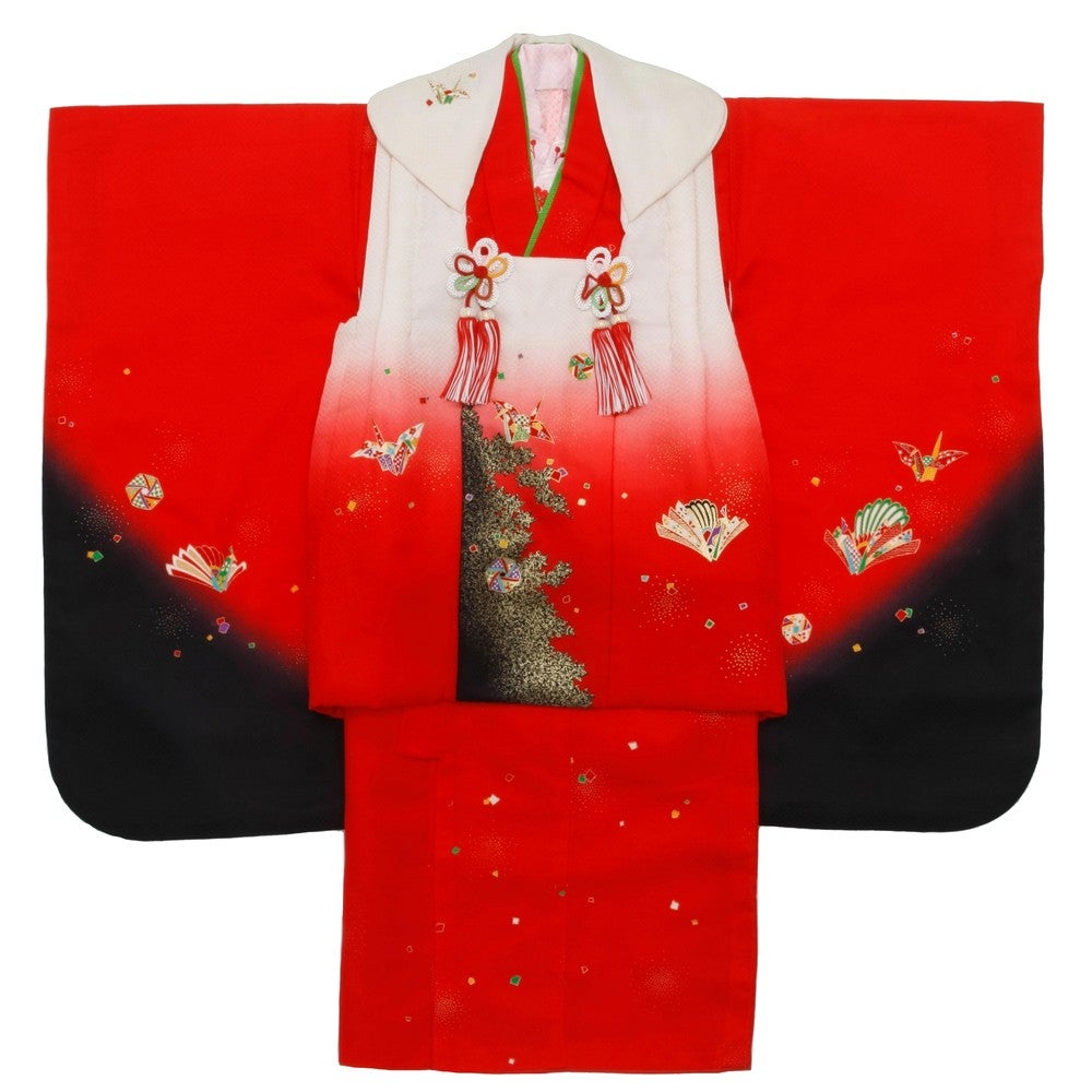 [レンタル] 七五三/節句 被布セット 3歳女の子 被布セット 洗練 折り鶴の宅配レンタル - 5