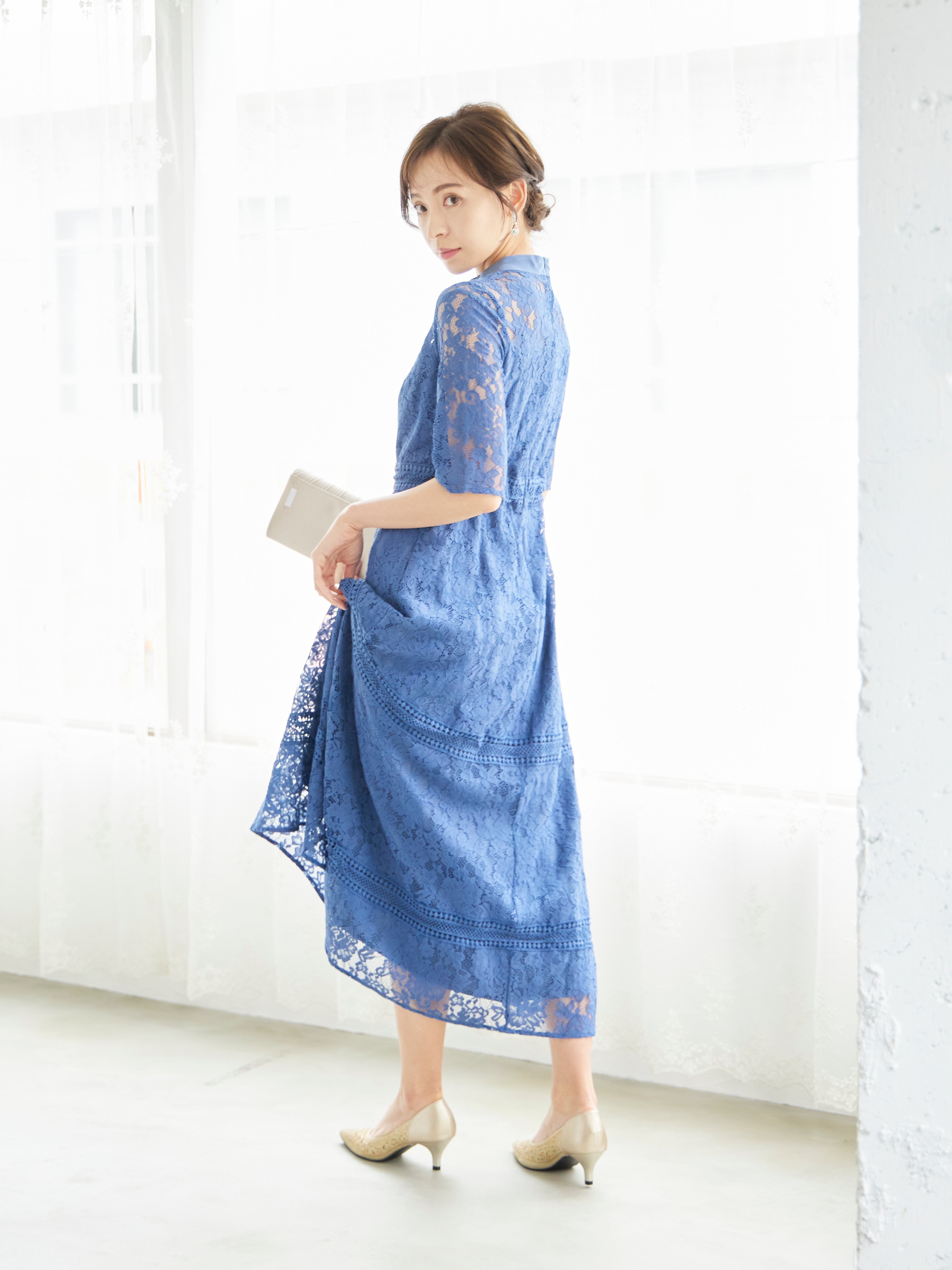 [レンタル] BELINDA DE CAPRIS ケミカルレース フィッシュテール ワンピースドレス ブルーの宅配レンタル - 7