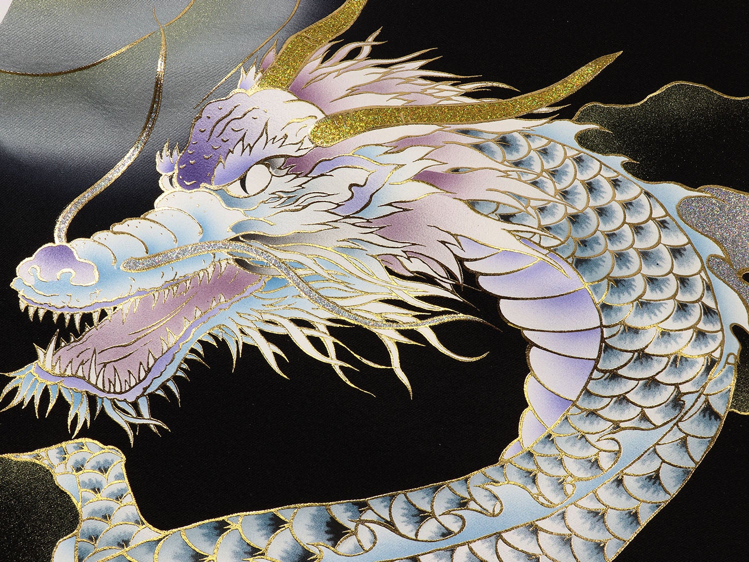 [レンタル] 男の子 お宮参り 産着 レンタル6点フルセット 正絹 龍に荒波 黒色の宅配レンタル - 4