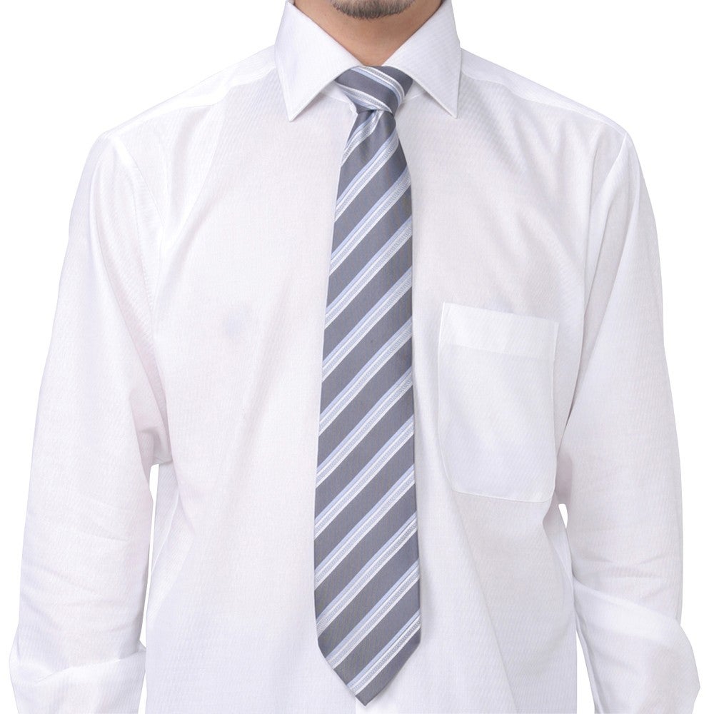 [レンタル] f-mode メンズネクタイ シルク グレー マルチストライプ柄の宅配レンタル - 5