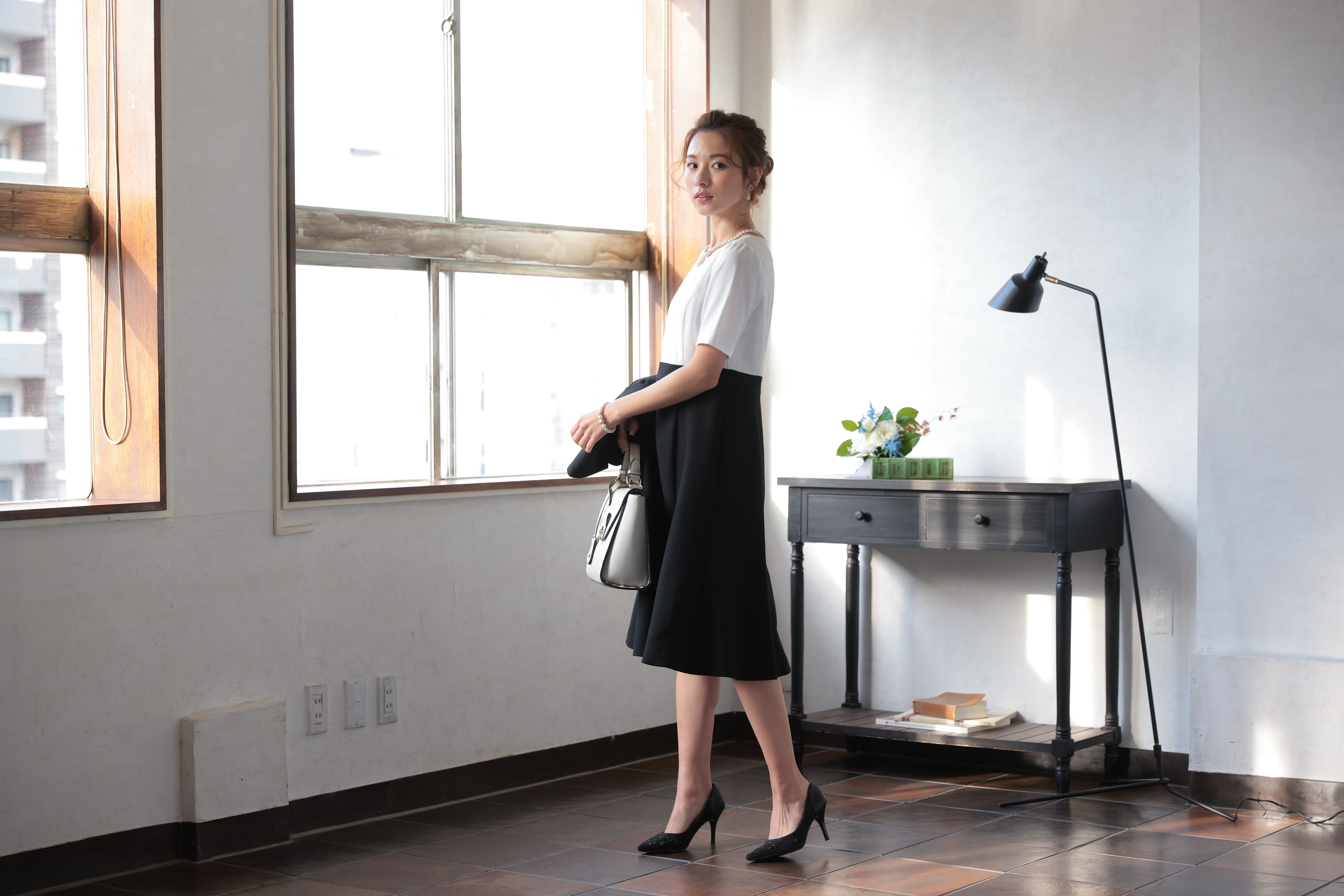 [レンタル] アートマリー ピケツイード調アンサンブルスーツ【2点セット】ブラックの宅配レンタル - 5