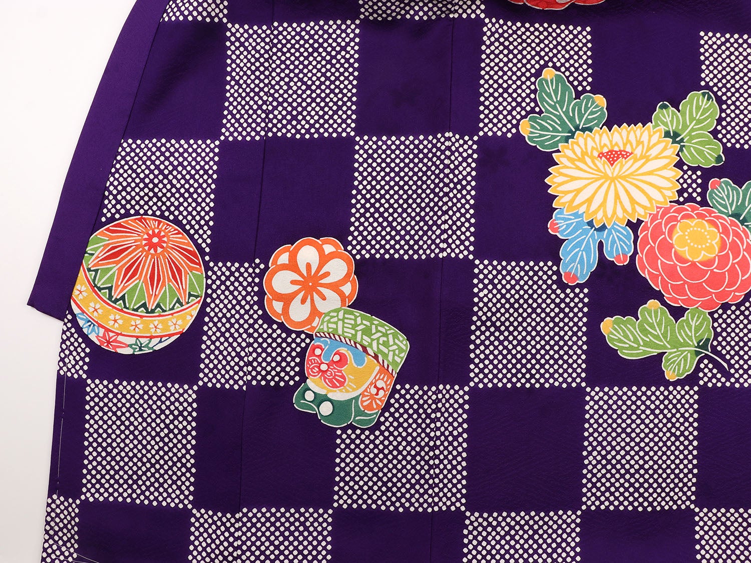 [レンタル] 女の子 お宮参り 産着 栗山工房 レンタル6点フルセット 正絹 鞠と犬張子 紫色の宅配レンタル - 7