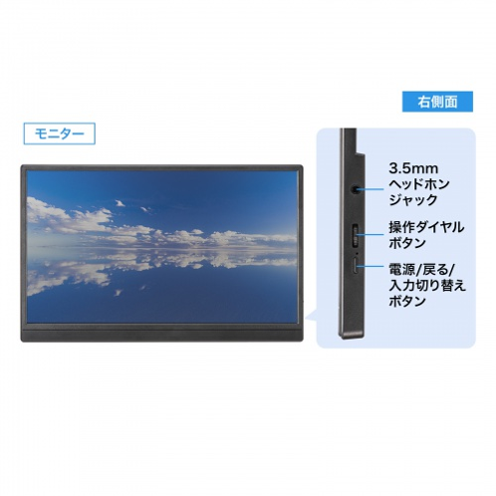 サンワサプライ DP-06 タッチパネル搭載モバイルモニター 右側面 ポート詳細 - 28