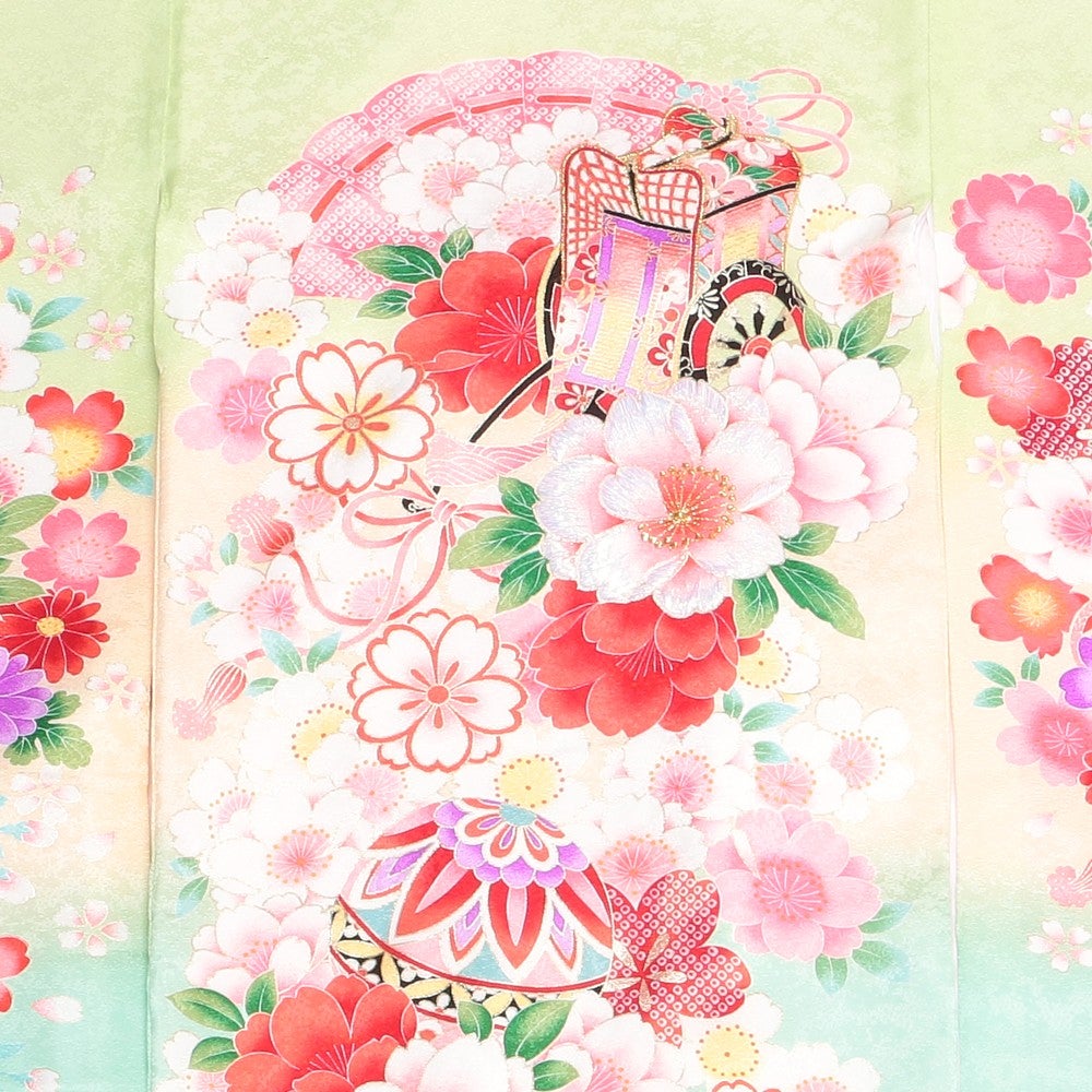 [レンタル] 女の子 お宮参り 産着レンタル6点フルセット 正絹 御所車 桜の宅配レンタル - 3