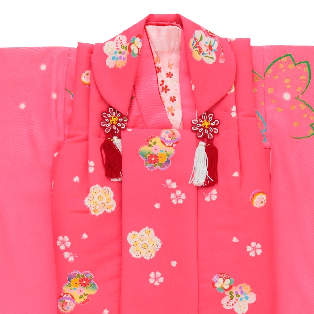 [レンタル] 七五三/節句 被布セット 3歳女の子 被布セット 大胆桜模様B ピンク