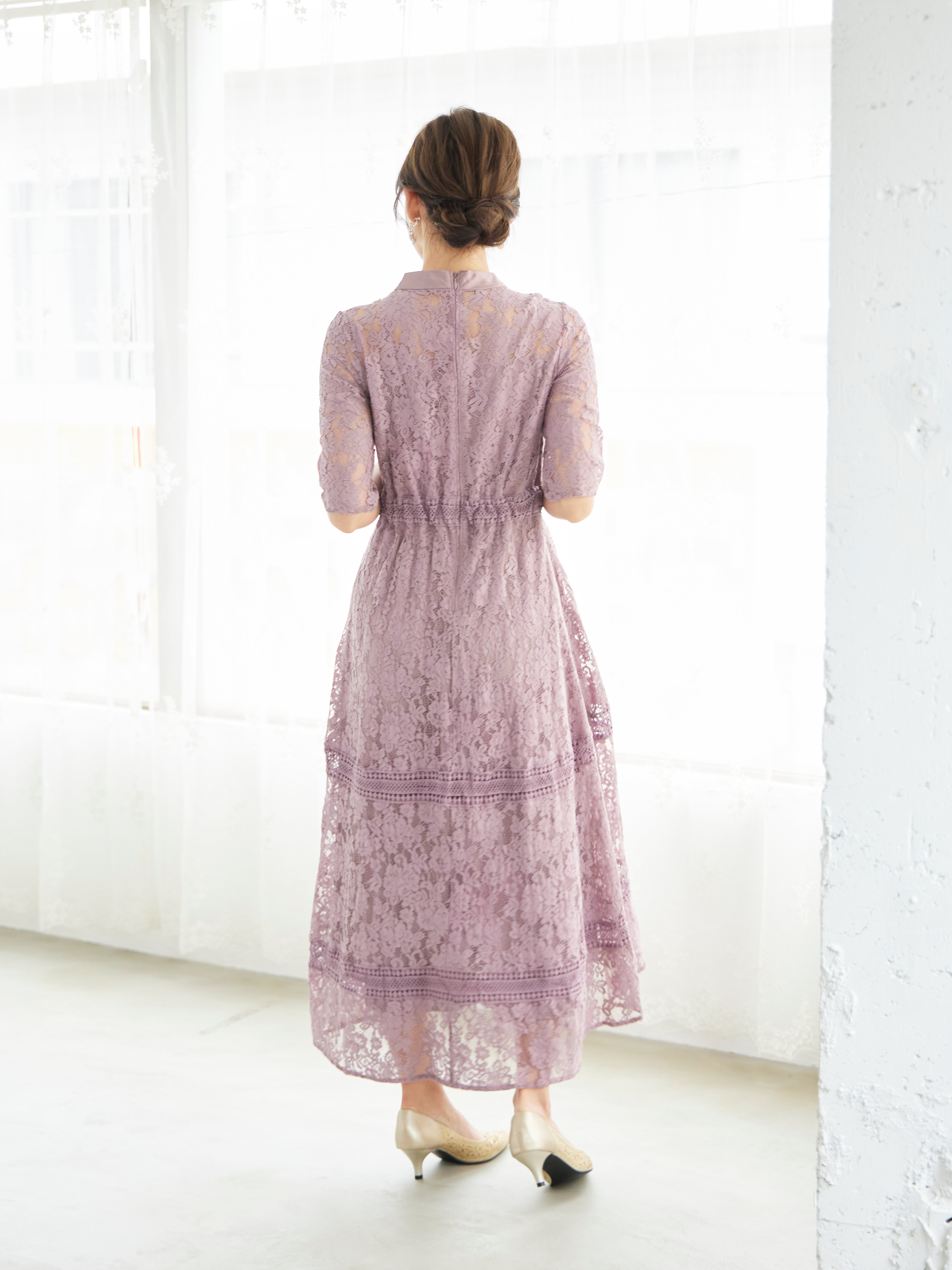 [レンタル] BELINDA DE CAPRIS ケミカルレース フィッシュテール ワンピースドレス ダークピンクの宅配レンタル - 6