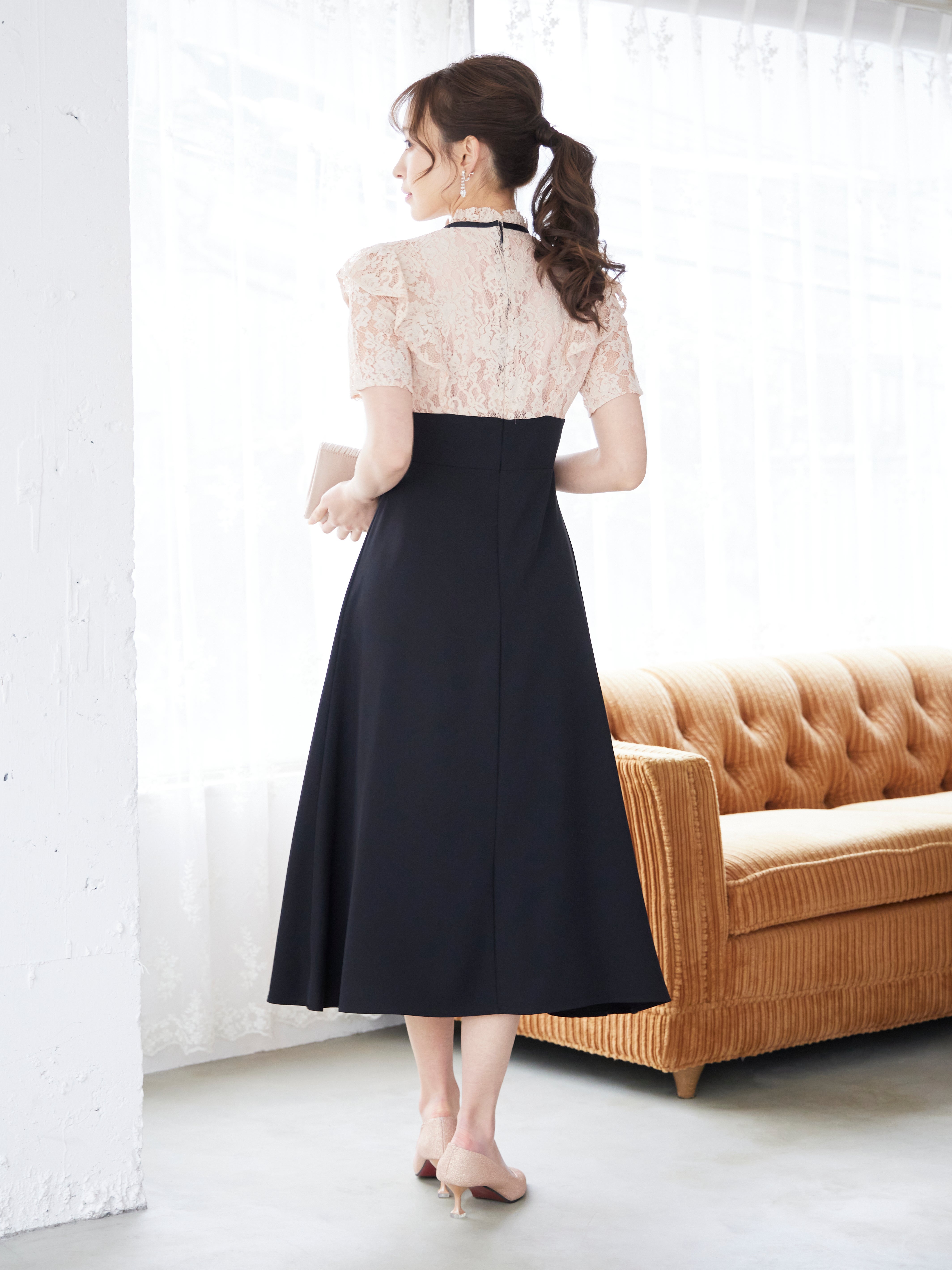 [レンタル] BELINDA DE CAPRIS レース切り替え タイトワンピースドレス ピンクの宅配レンタル - 5