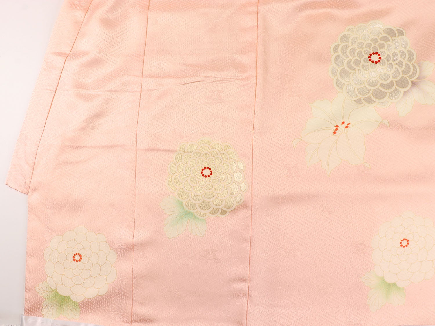 [レンタル] 女の子 お宮参り 産着 吉澤織物 レンタル6点フルセット 正絹 牡丹に金駒刺繍 ピンク色の宅配レンタル - 7