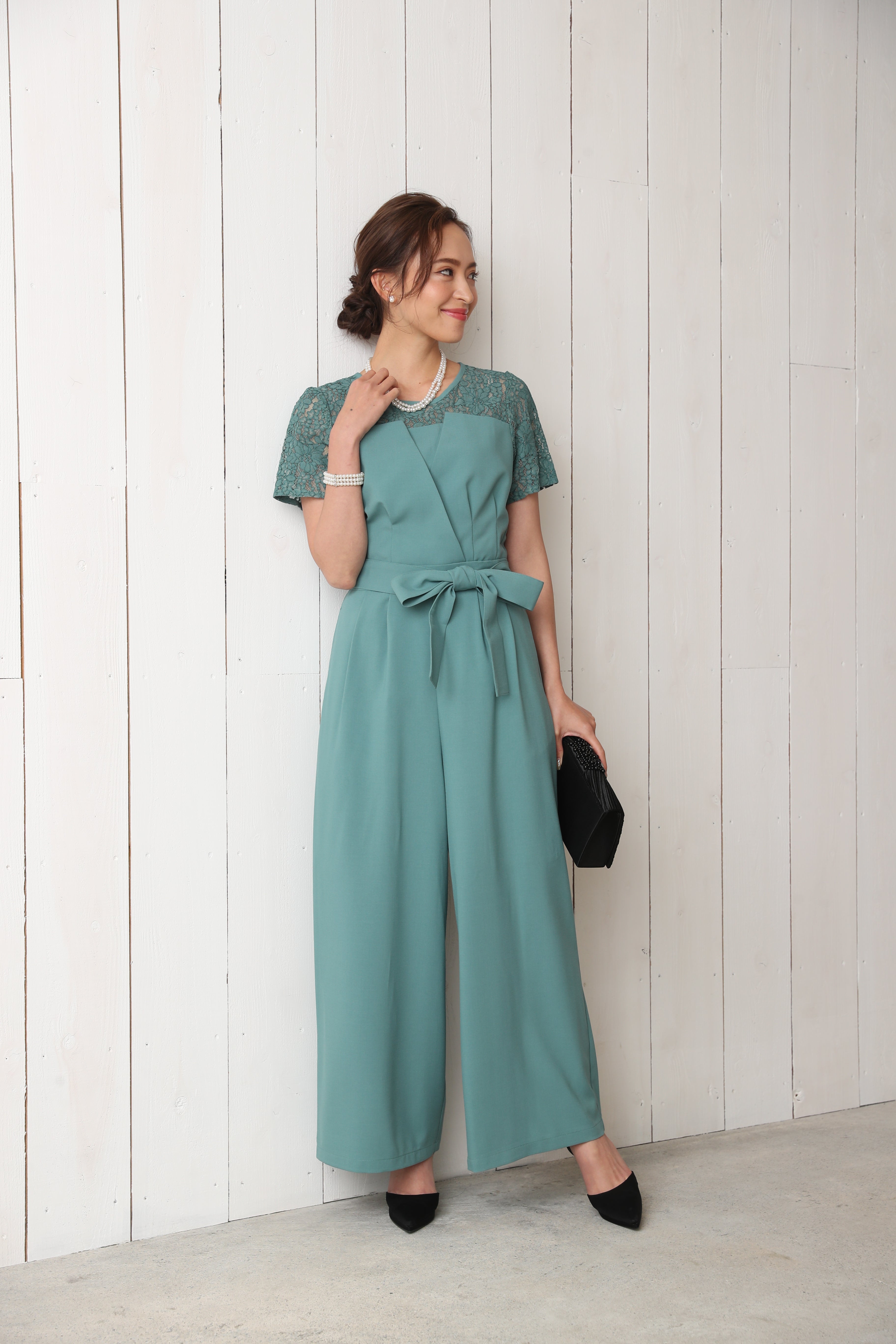 [レンタル] BELINDA DE CAPRIS 袖付きタックテーパード オールインワン パンツドレス ミントの宅配レンタル - 3