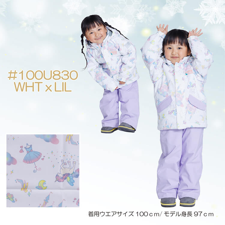 オンヨネ(ONYONE) キッズ スキー・スノボウェア 上下セット ユニコーン柄×パープル (100cm～120cm)