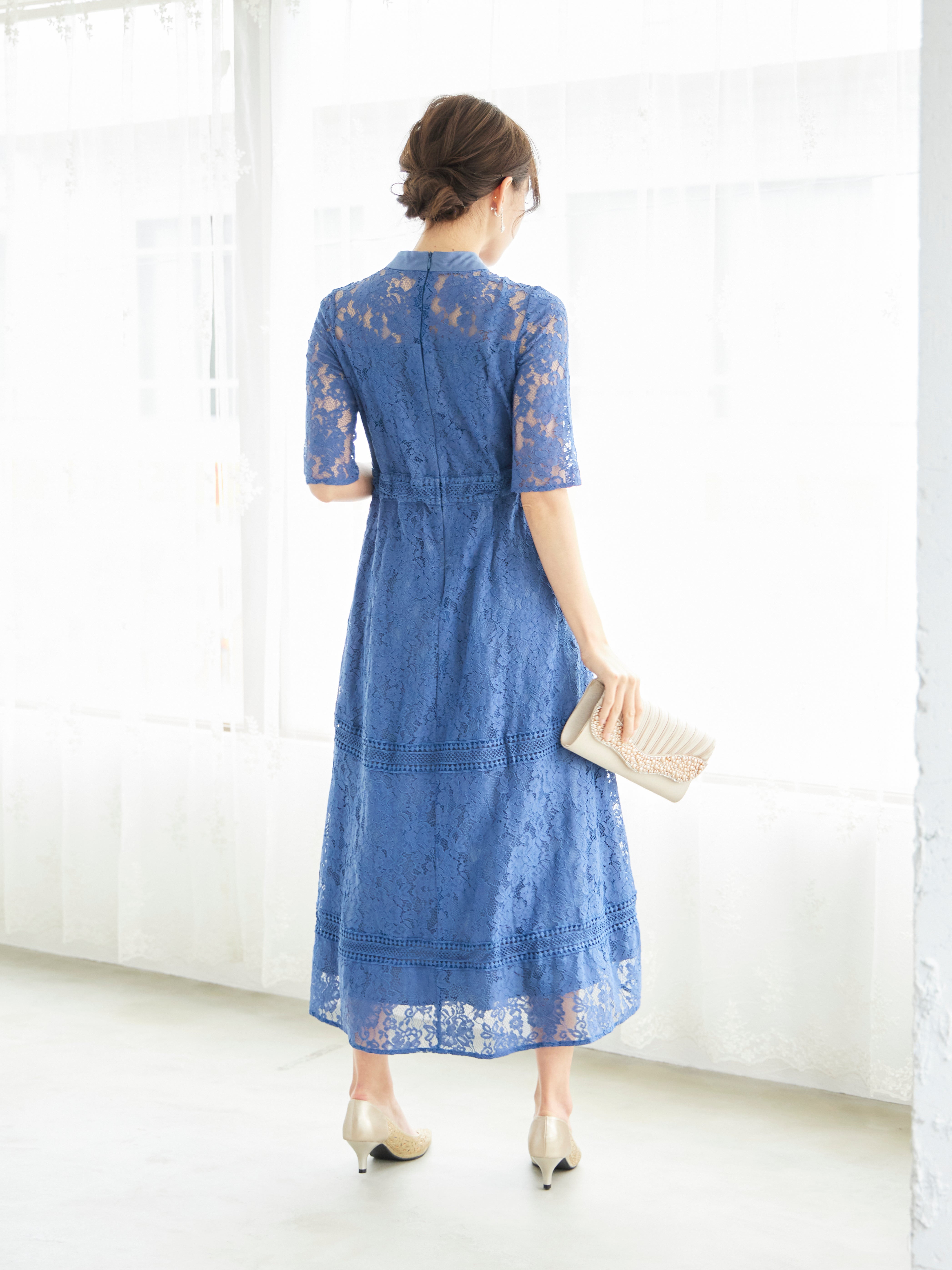 [レンタル] BELINDA DE CAPRIS ケミカルレース フィッシュテール ワンピースドレス ブルーの宅配レンタル - 5