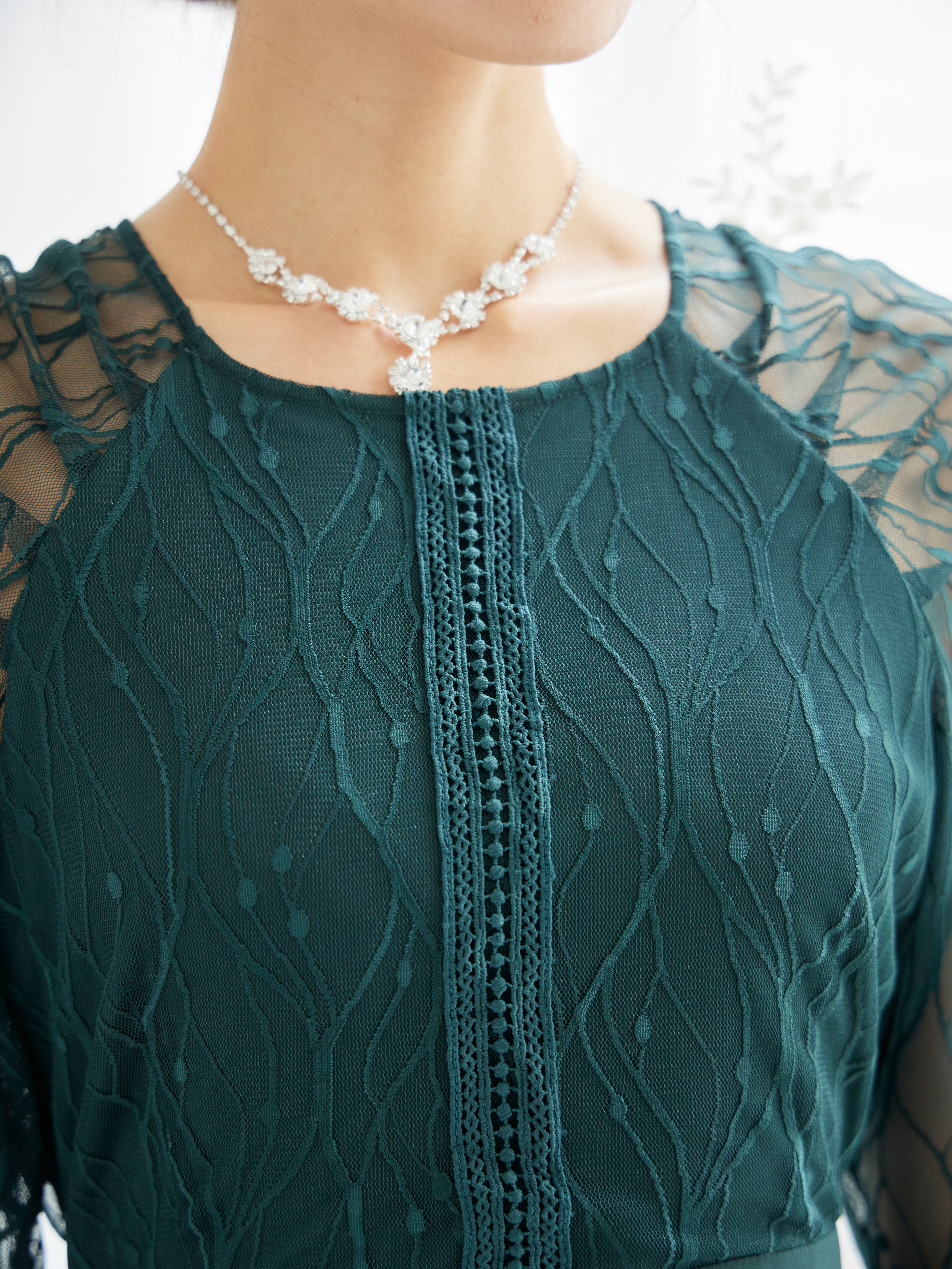 [レンタル] BELINDA DE CAPRIS ラグランスリーブレース ワンピースドレス グリーンの宅配レンタル - 11