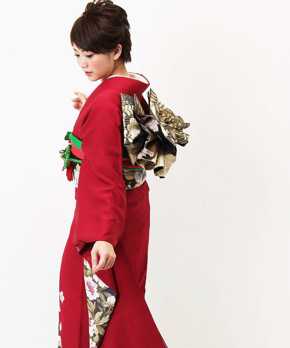 [レンタル] レンタル振袖フルセット-294 赤系 花柄の宅配レンタル - 11