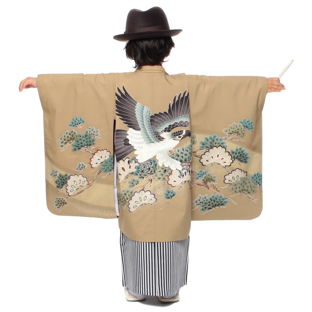 [レンタル] 七五三/節句 袴セット 5歳 男の子 鷹 松 ベージュ