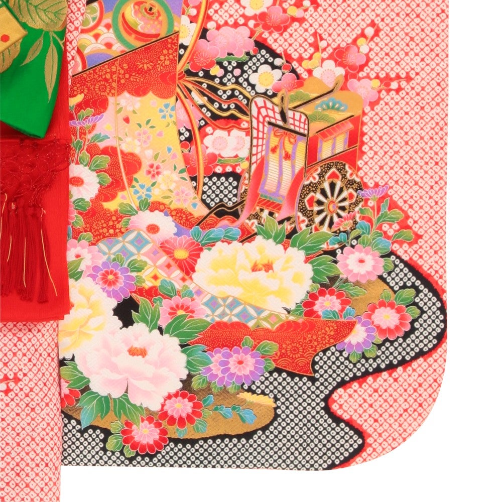 [レンタル] 七五三/節句 着物セット 7歳女の子 御所車 鞠の宅配レンタル - 7