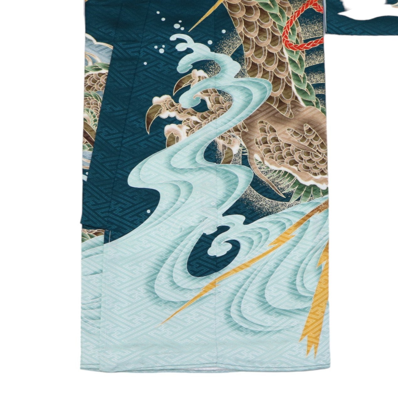 [レンタル] 男の子 お宮参り 産着レンタル6点フルセット 兜に龍 深緑の宅配レンタル - 4