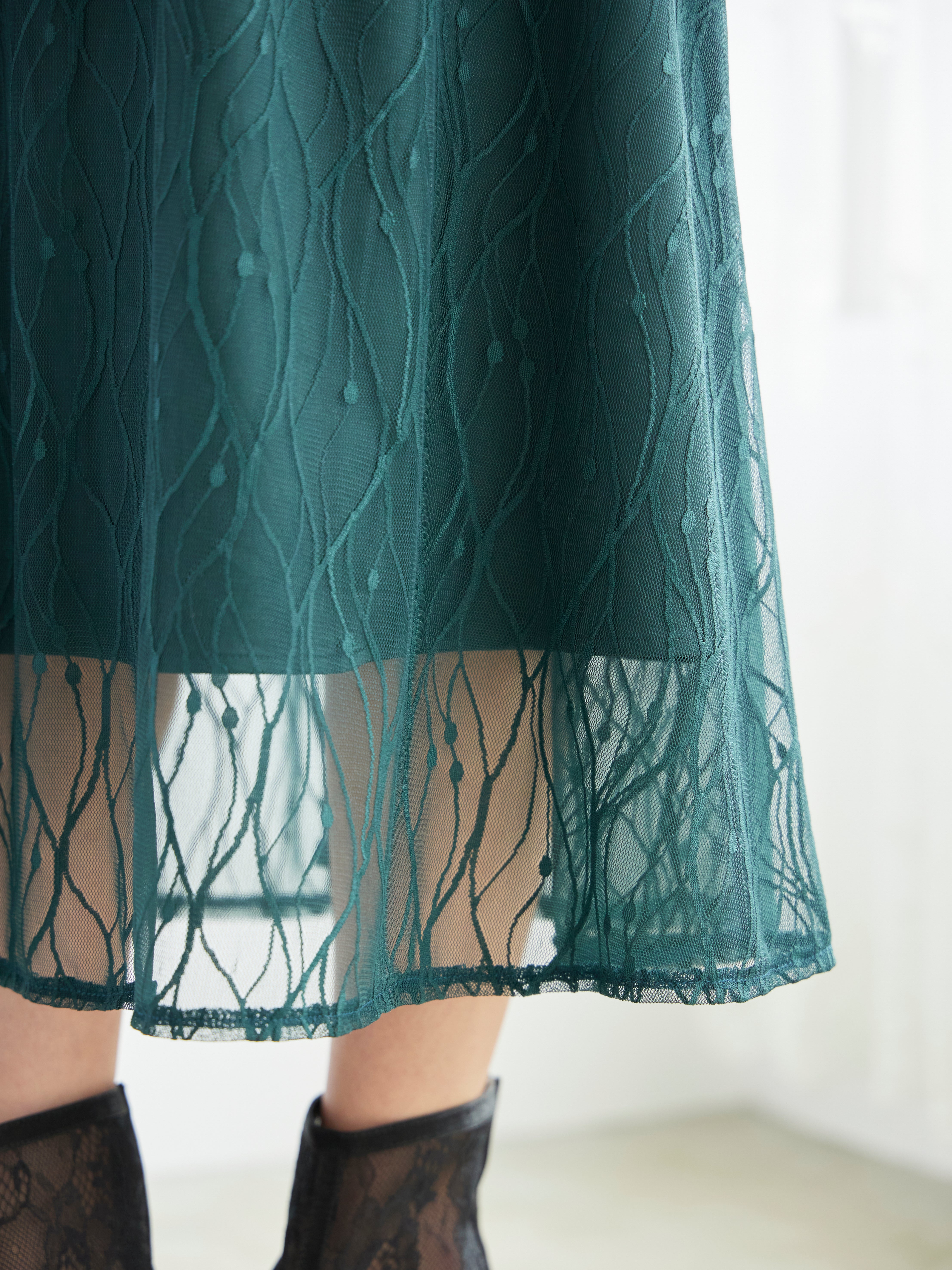 [レンタル] BELINDA DE CAPRIS ラグランスリーブレース ワンピースドレス グリーンの宅配レンタル - 13