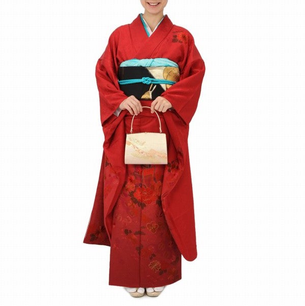 [レンタル] 振袖 同系色花柄 Lサイズ レッド Lサイズ