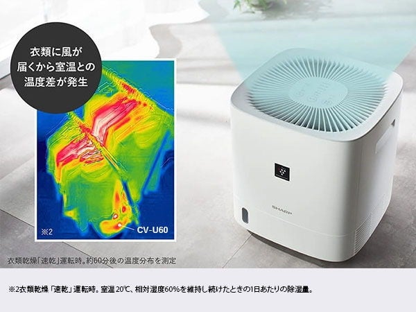 [レンタル] シャープ プラズマクラスター7000 CV-U60-W デシカント方式 衣類乾燥除湿機 (木造~7畳 / 鉄筋~14畳) - 5
