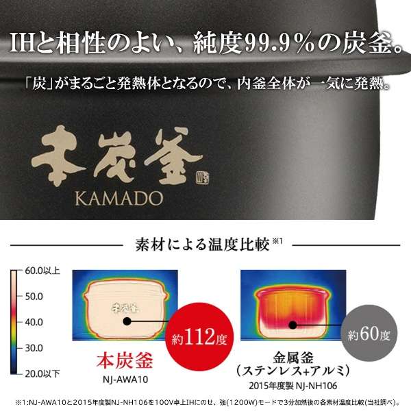 三菱 本炭窯 5.5合炊き NJ-AWA10-B 炊飯器 黒 三菱電機 本炭釜