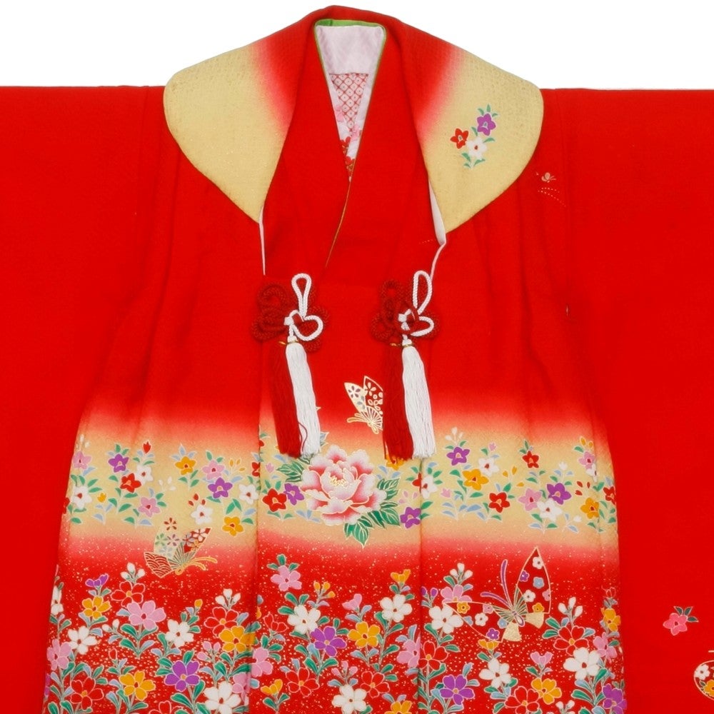 七五三/節句 被布セット 3歳女の子 被布セット 牡丹とお花畑