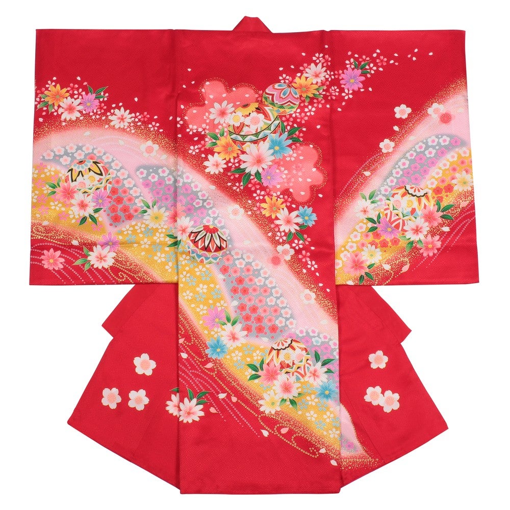 女の子 お宮参り 産着レンタル6点フルセット 正絹 水流 金