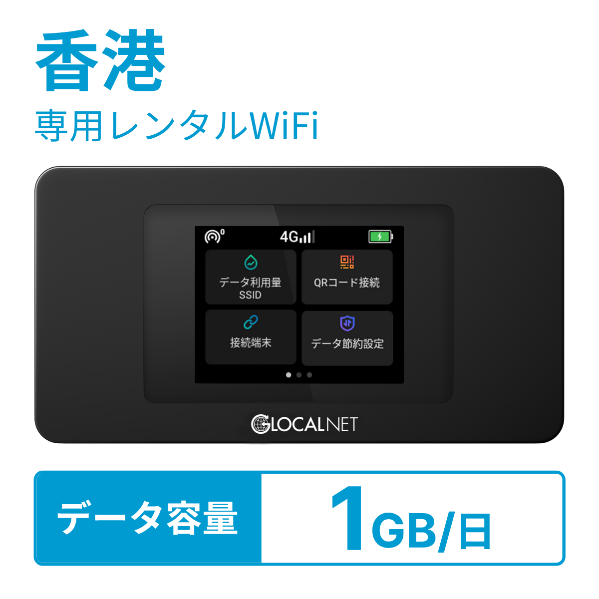 [レンタル] レンティオWiFi 香港WiFi 4G 1GB/日 データ容量プラン