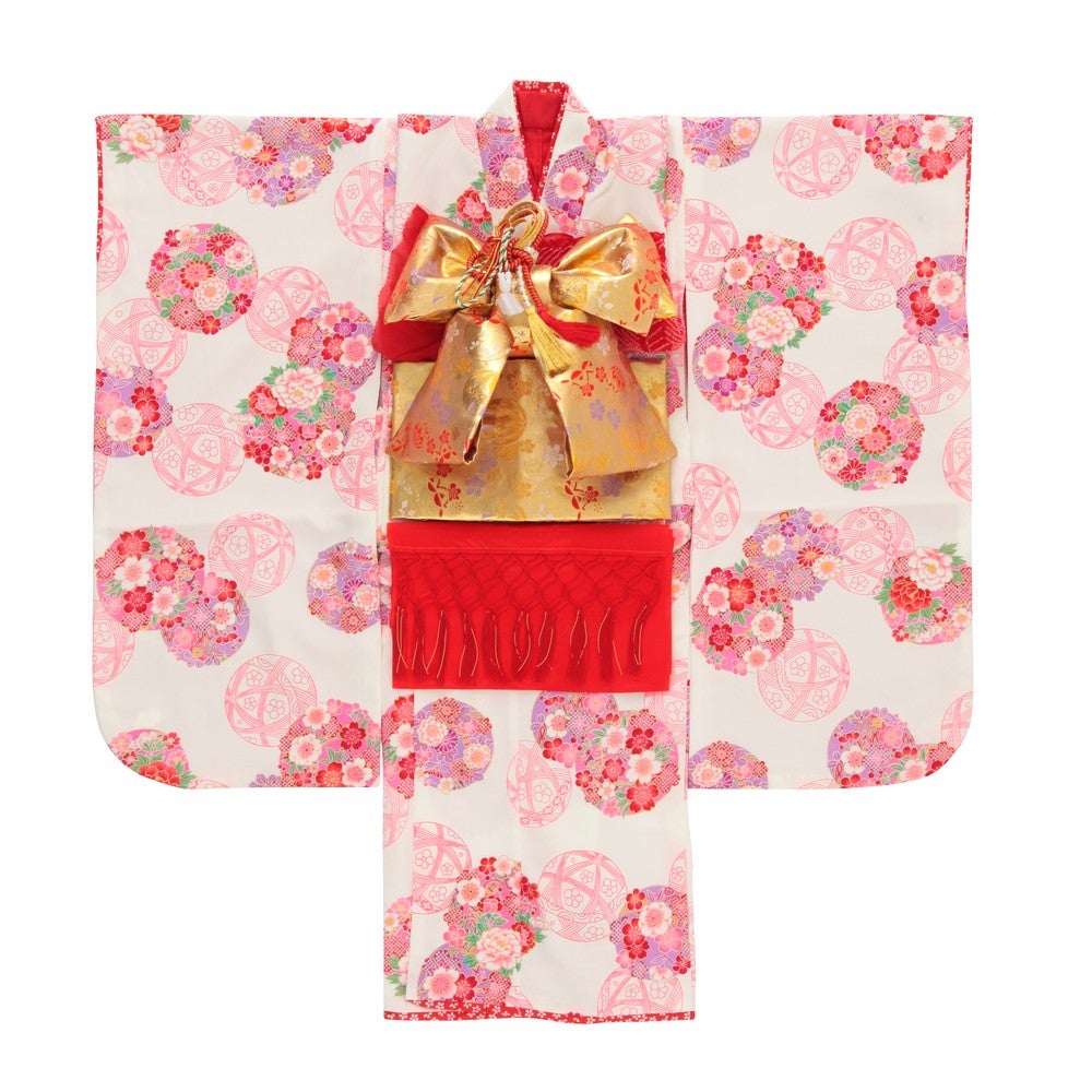 [レンタル] 七五三/節句 着物セット 7歳女の子 満開牡丹 手鞠の宅配レンタル - 4