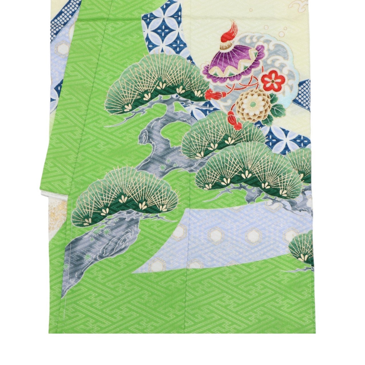 [レンタル] 男の子 お宮参り 産着レンタル6点フルセット 鷹に宝船 黄緑の宅配レンタル - 3