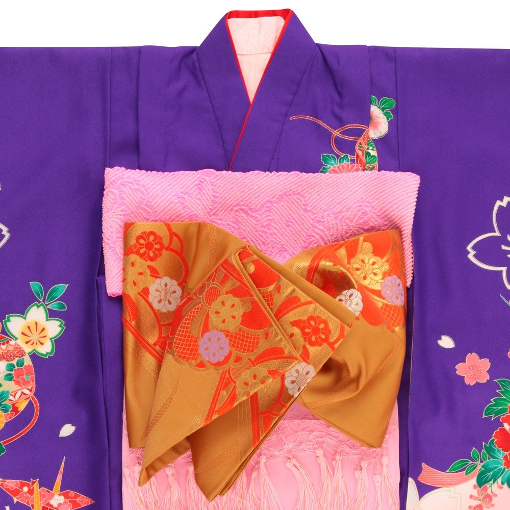 七五三/節句 着物セット 7歳女の子 艶やか 大胆色彩