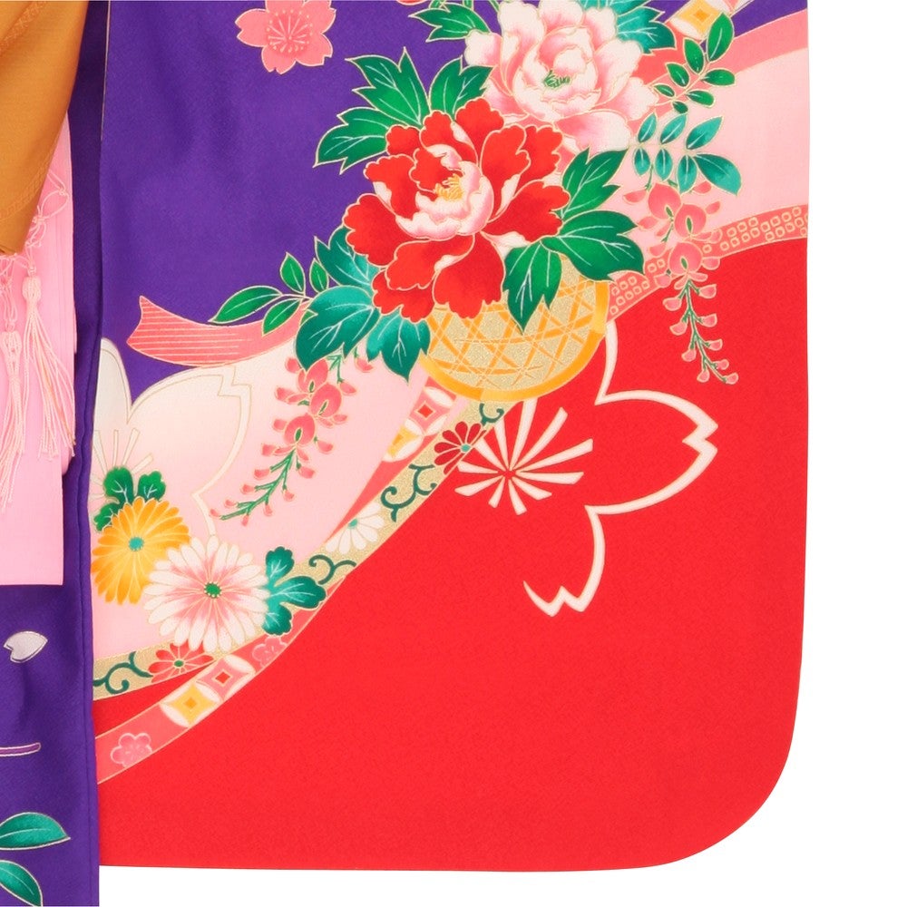 [レンタル] 七五三/節句 着物セット 7歳女の子 艶やか 大胆色彩の宅配レンタル - 2