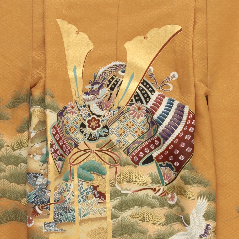 [レンタル] 七五三/節句 袴セット 5歳 男の子 松 白鳥 イエロー