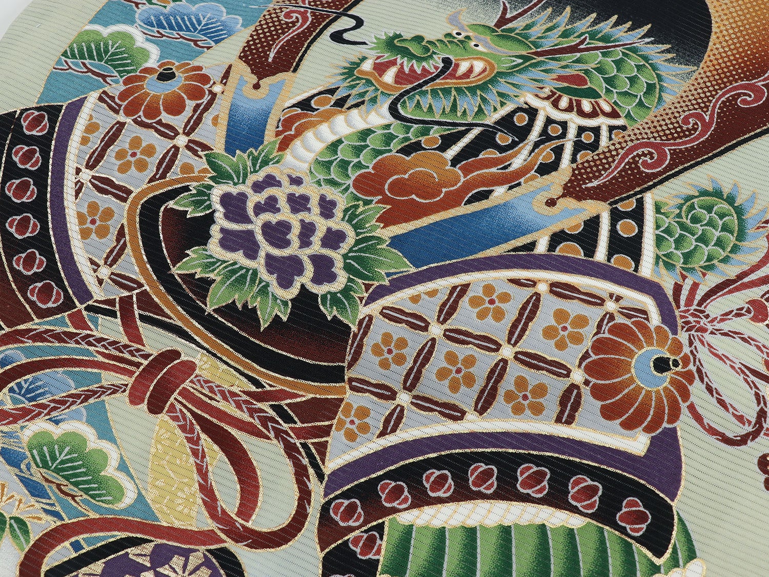 [レンタル] 男の子 お宮参り 産着 絽（夏用） レンタル6点フルセット 正絹 兜と束熨斗に軍配と鎧 黒色の宅配レンタル - 4