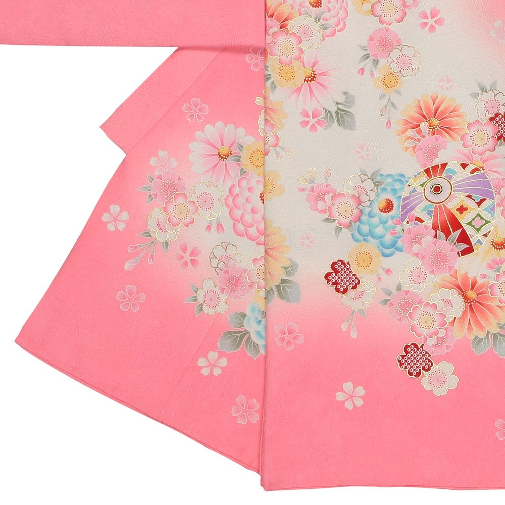 [レンタル] 女の子 お宮参り 産着レンタル6点フルセット 正絹 桜模様 金刺繍の宅配レンタル - 2