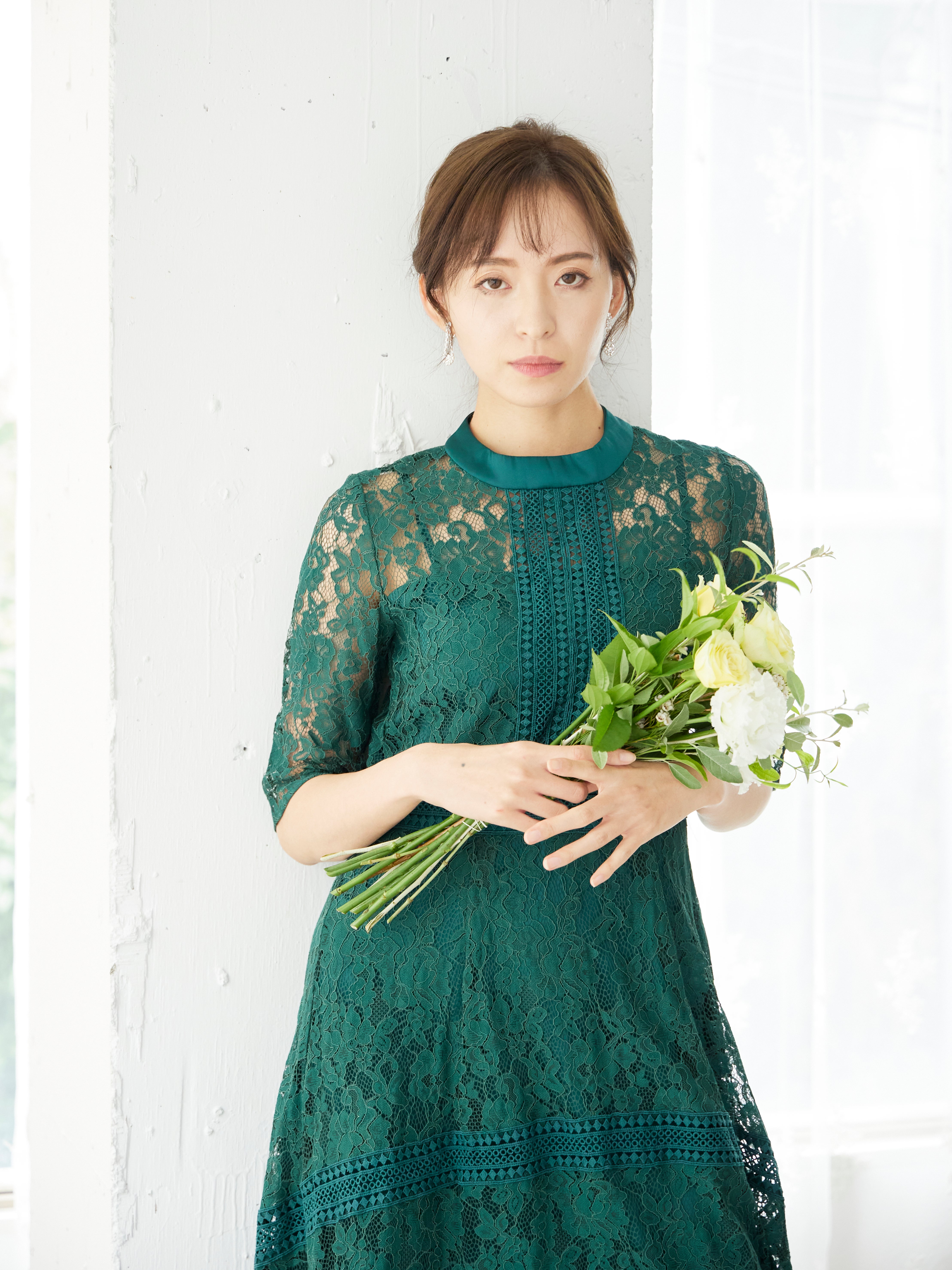 [レンタル] BELINDA DE CAPRIS ケミカルレース フィッシュテール ワンピースドレス グリーンの宅配レンタル - 14