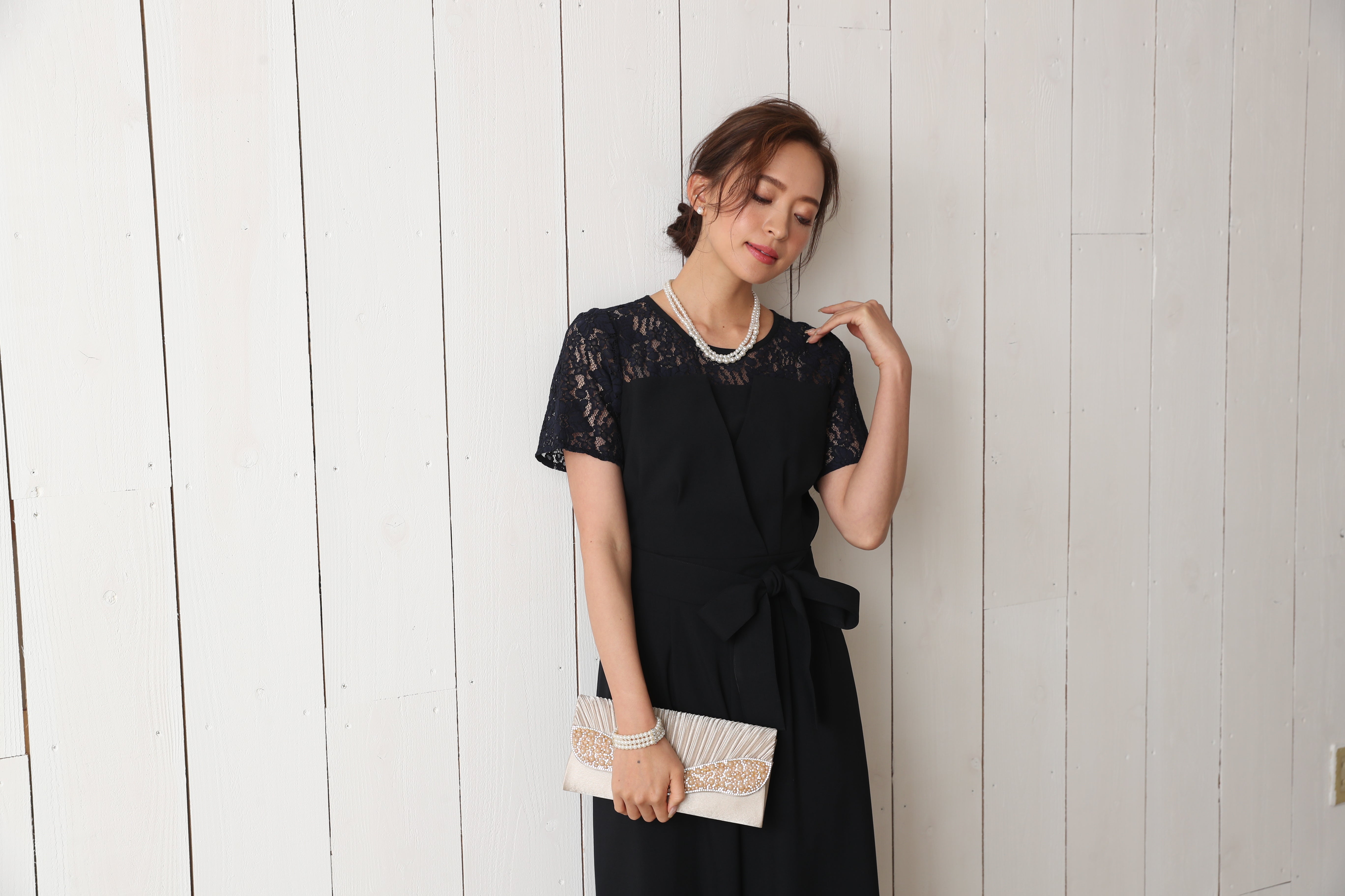 [レンタル] BELINDA DE CAPRIS 袖付きタックテーパード オールインワン パンツドレス ネイビーの宅配レンタル - 23