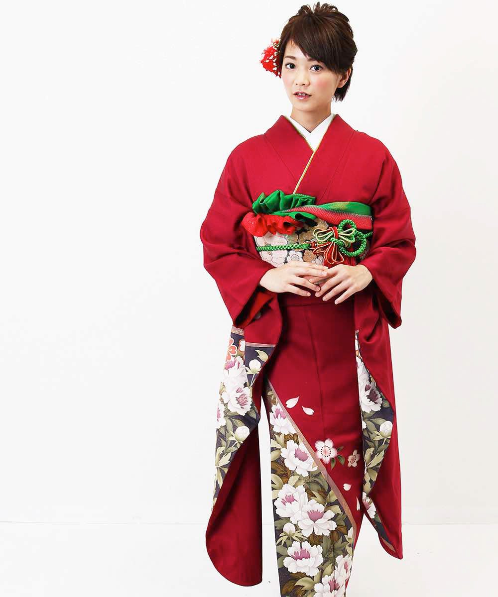 [レンタル] レンタル振袖フルセット-294 赤系 花柄の宅配レンタル - 6