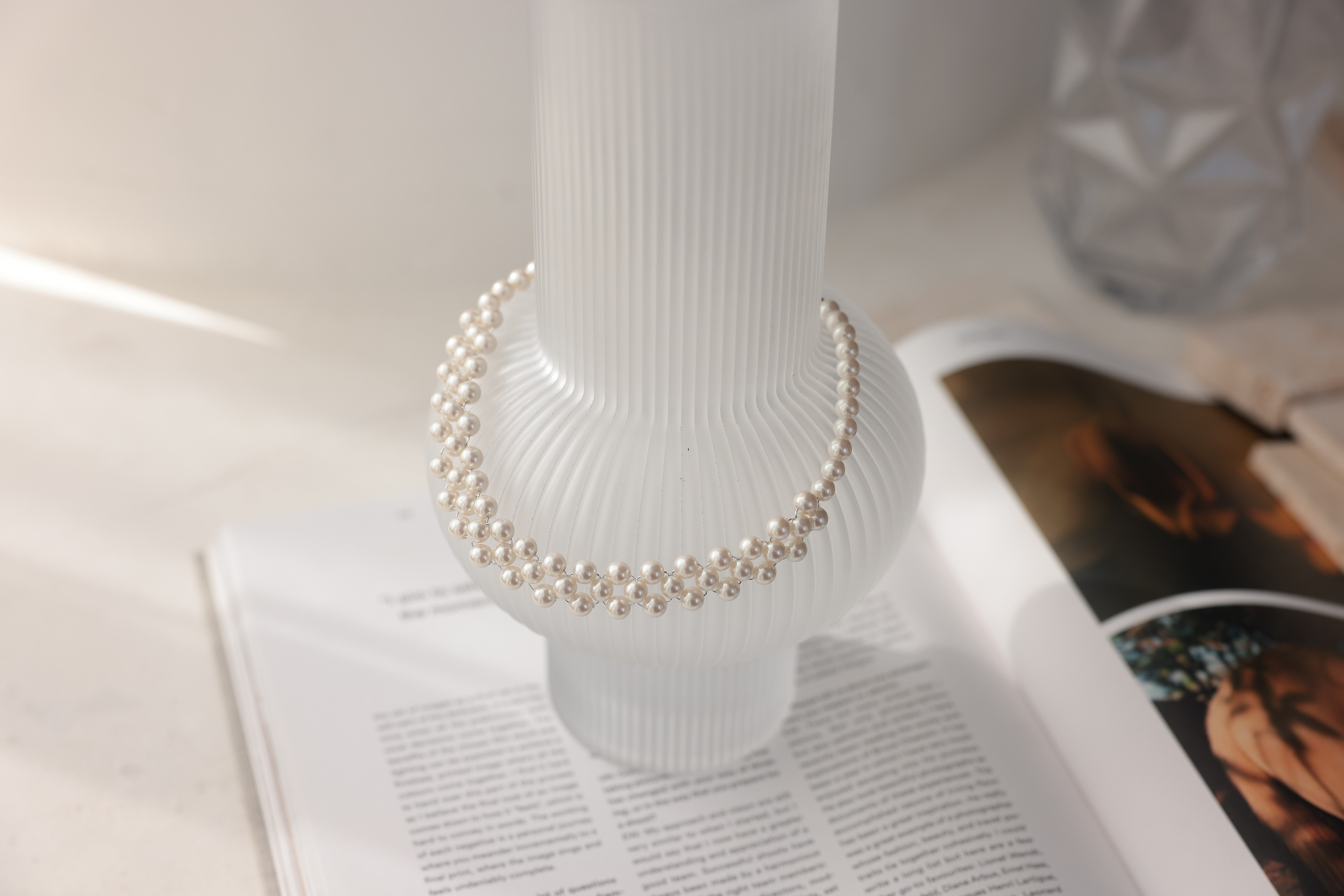 [レンタル] アートマリー パール編みチョーカー シルバー