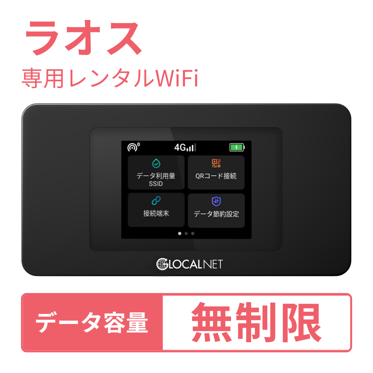 レンティオWiFi ラオスWiFi 4G 無制限/日 データ容量プラン