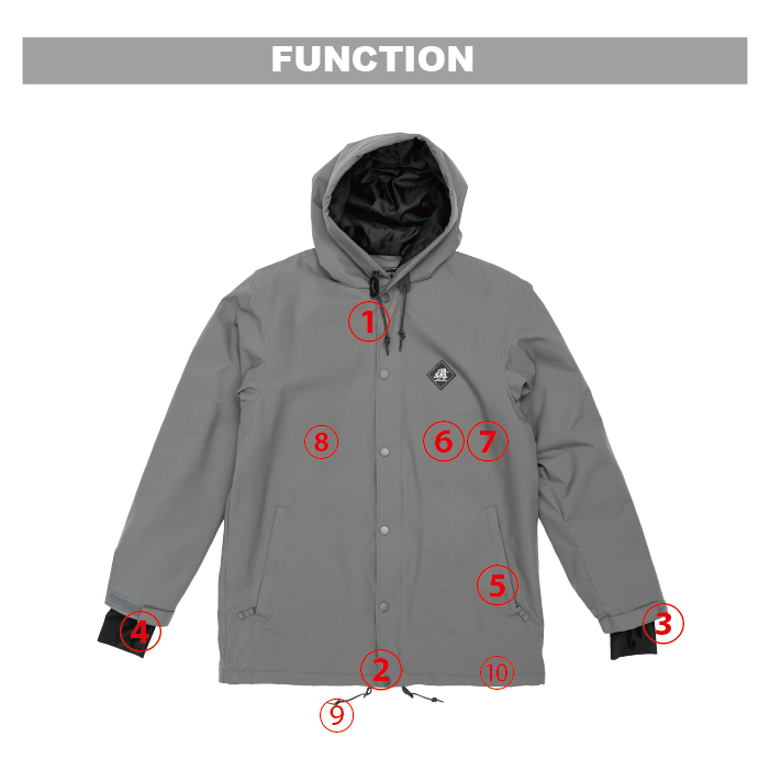 [レンタル] 【Sサイズ】オンヨネ(ONYONE) 男女兼用 スノーボードウェア 上下セット HOODED JACKET JFJ96500 O.WHITEｘGRAY / UNISEX PANTS JFP96700 BLACKの宅配レンタル - 6