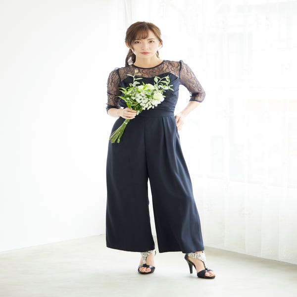 美品！大きいサイズXL BELINDA de CAPRIS フォーマルセット レンタル] BELINDA DE CAPRIS 刺繍レース オールインワン パンツ