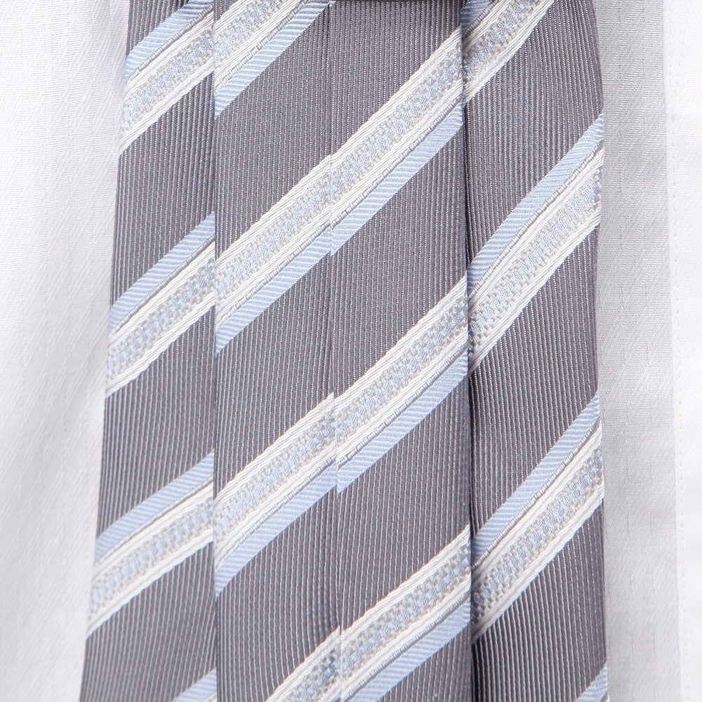 [レンタル] f-mode メンズネクタイ シルク グレー マルチストライプ柄の宅配レンタル - 4