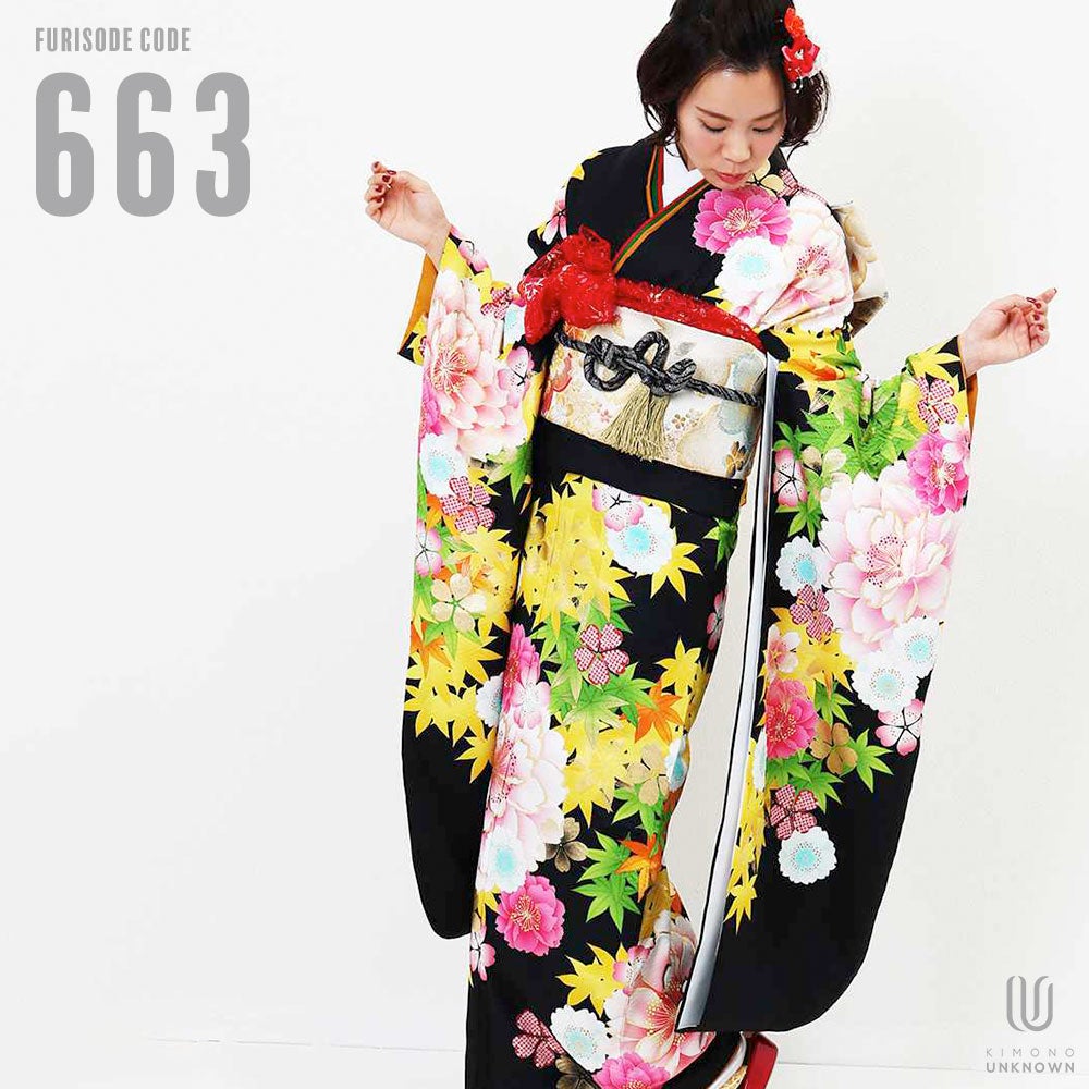 [レンタル] 【対応身長148-168cm】レンタル振袖フルセット-663