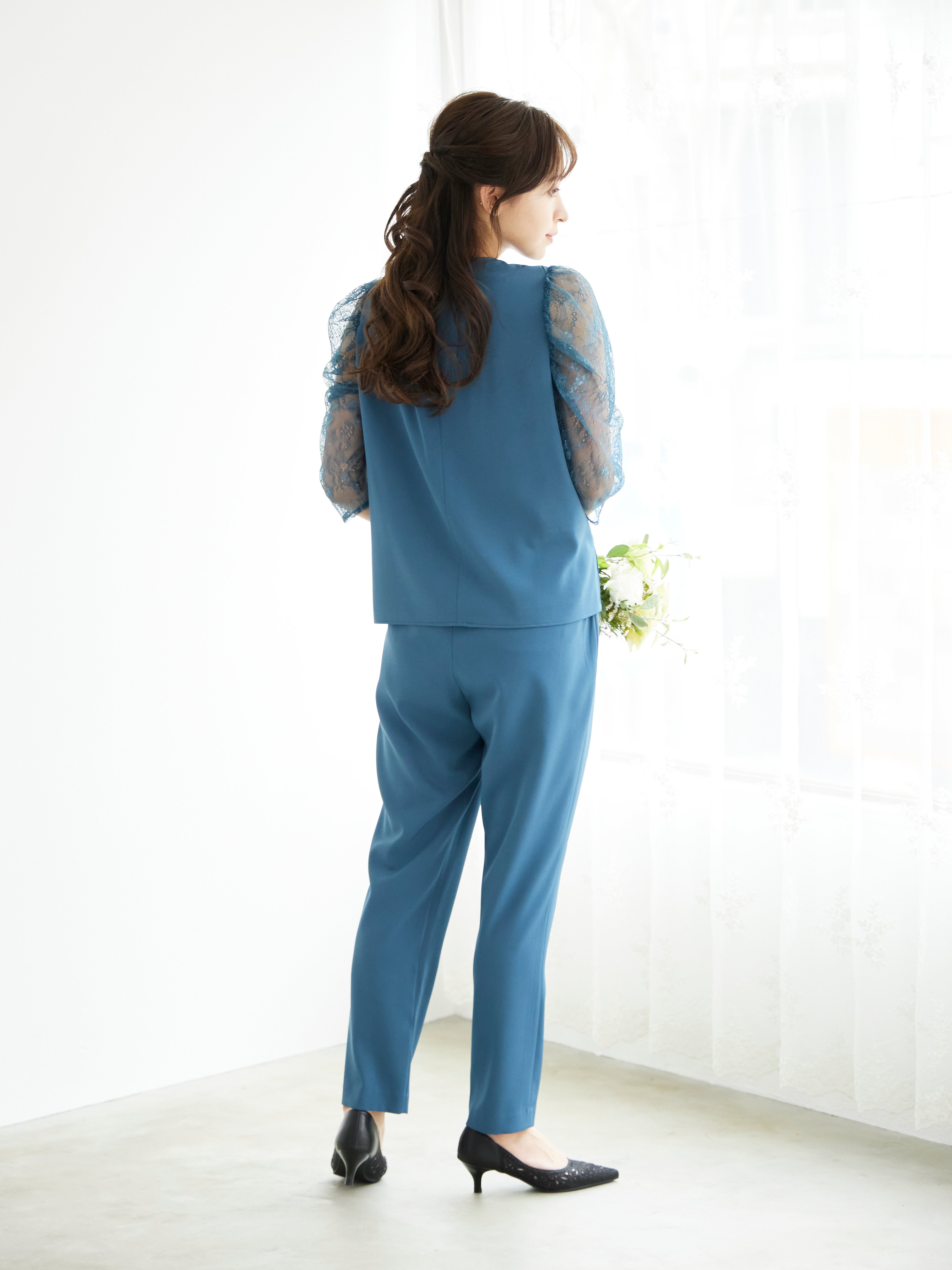 [レンタル] BELINDA DE CAPRIS パールボタン付き セットアップ パンツドレス グリーンの宅配レンタル - 4